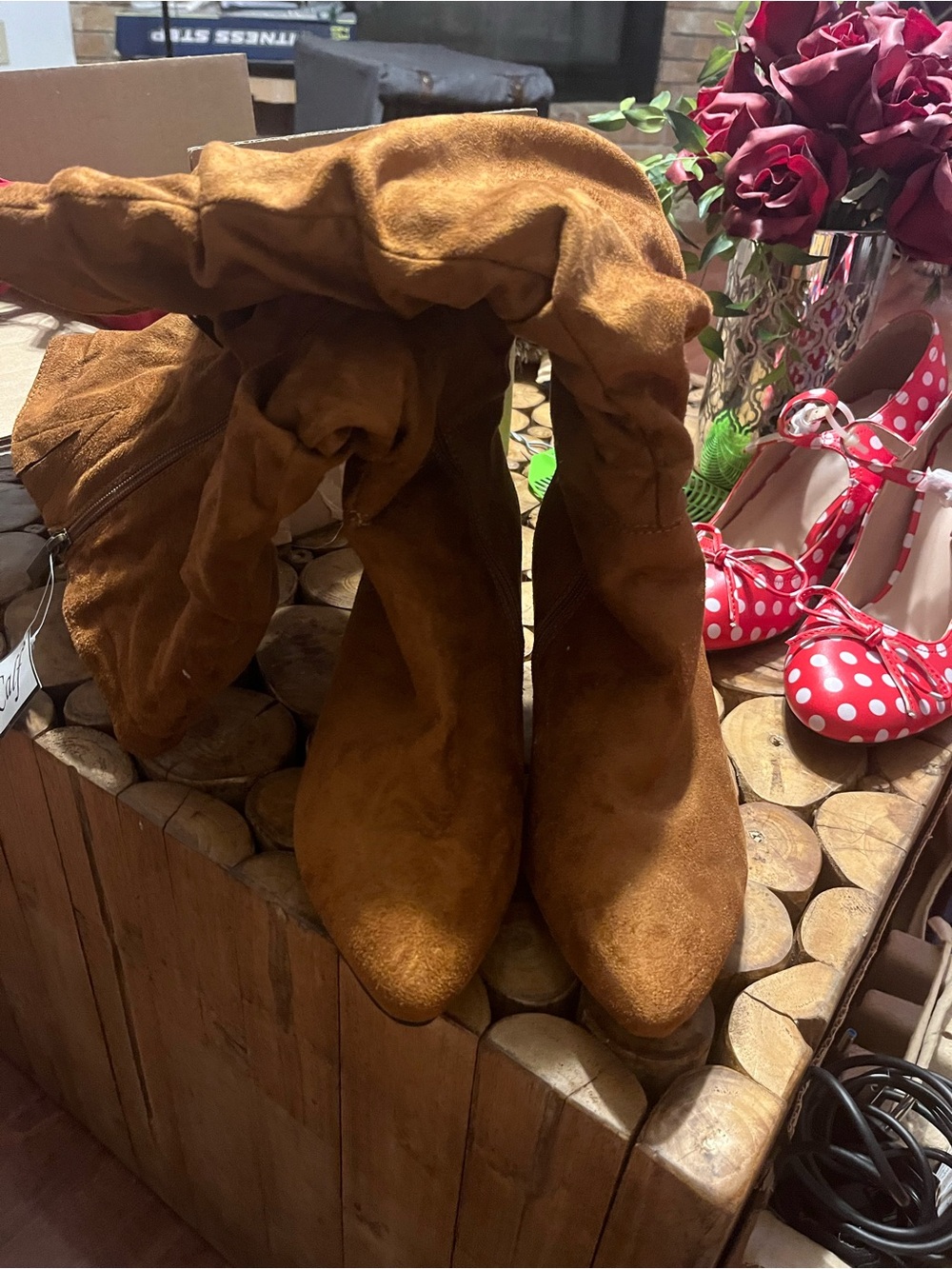 Women's Slouchy Ankle Booties in Tan Suede